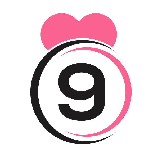 首字母9 logo与爱图标或心图片下载
