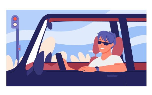 酷快乐的人开着他的车图片下载