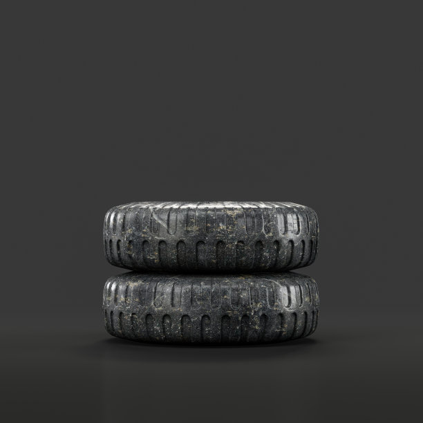 无轮辋废旧轮胎，军用和工业车辆轮胎，3d渲染图片下载