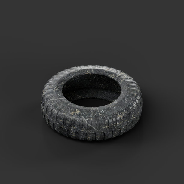 无轮辋废旧轮胎，军用和工业车辆轮胎，3d渲染图片下载