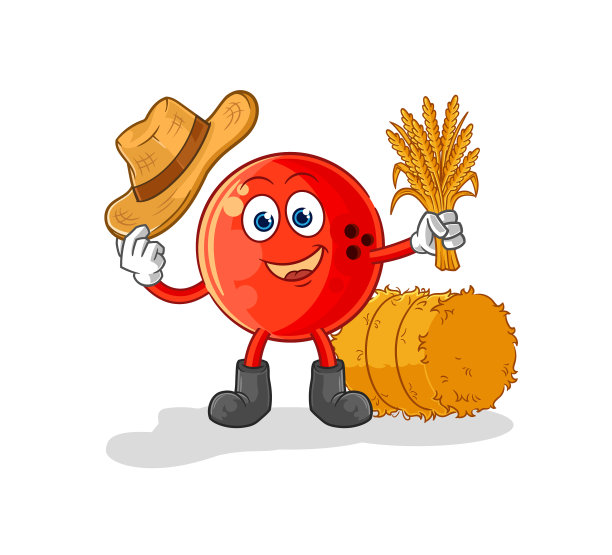 保龄球农民吉祥物卡通图片下载