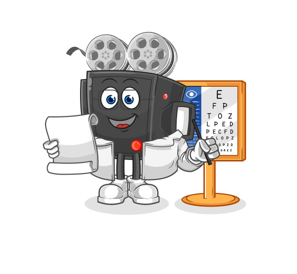 电影摄影机眼科医生卡通卡通吉祥物图片下载