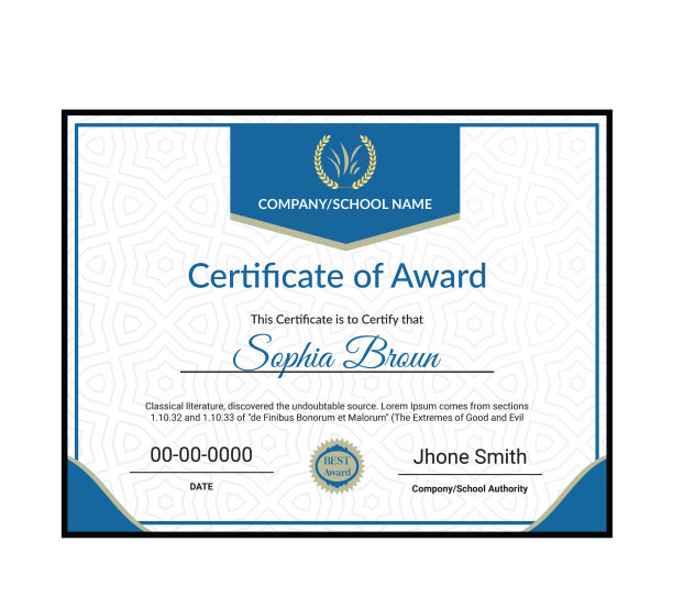 现代创意奖证书模板图片下载