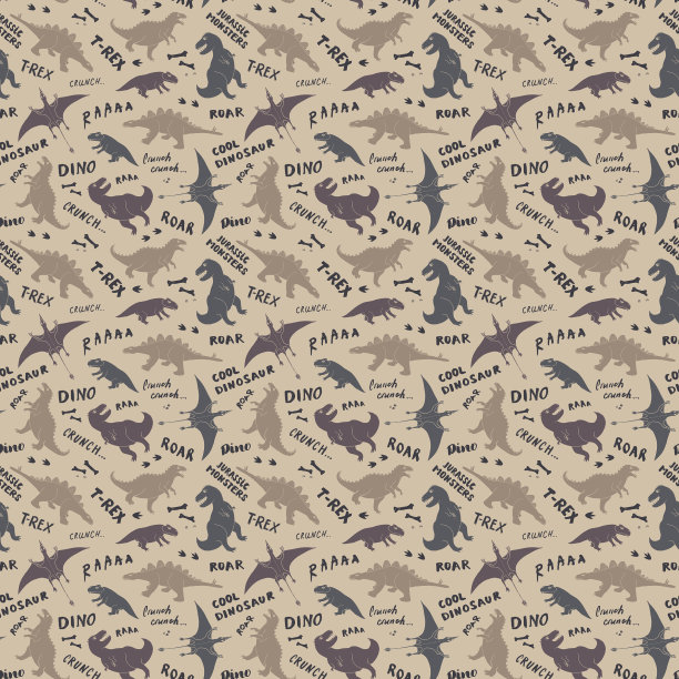 恐龙无缝图案可爱卡通恐龙图片下载