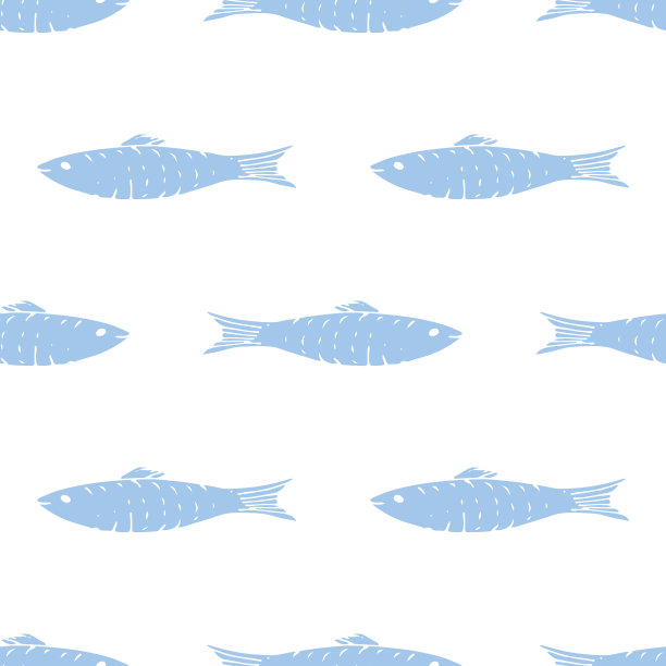 鱼无缝图案鱼卡通涂鸦图片下载
