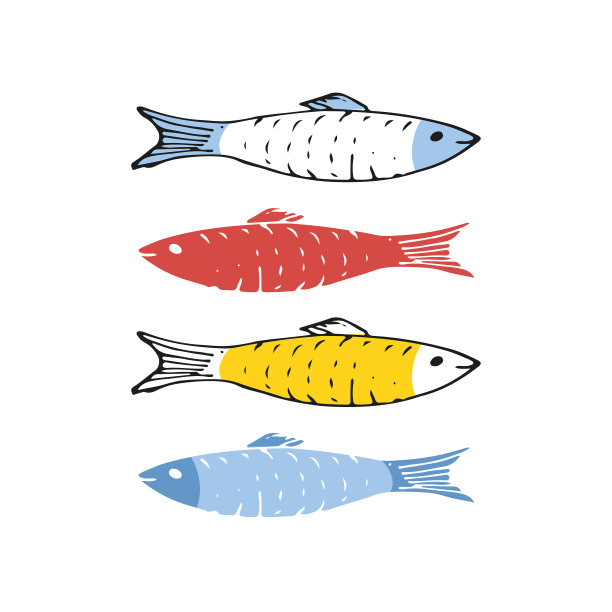 鱼集卡通鱼素描涂鸦图片下载