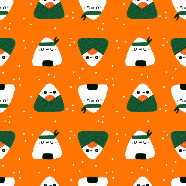 可爱的寿司卷无缝图案卡通图片下载