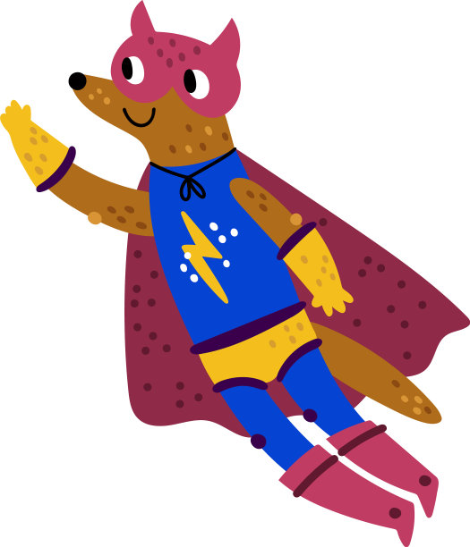 穿着斗篷的超级狐狸，可爱的超级英雄动物图片下载