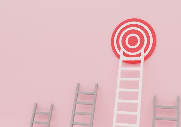 成就观，个人阶梯以目标的形式达到目标，而其他人则落后。三维渲染图片下载