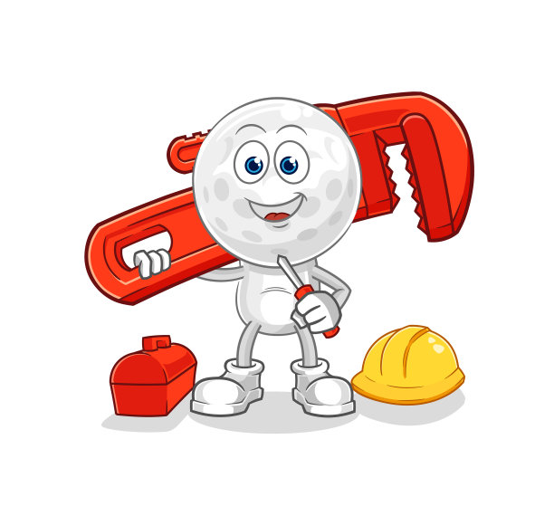 高尔夫头水管工卡通卡通吉祥物图片下载