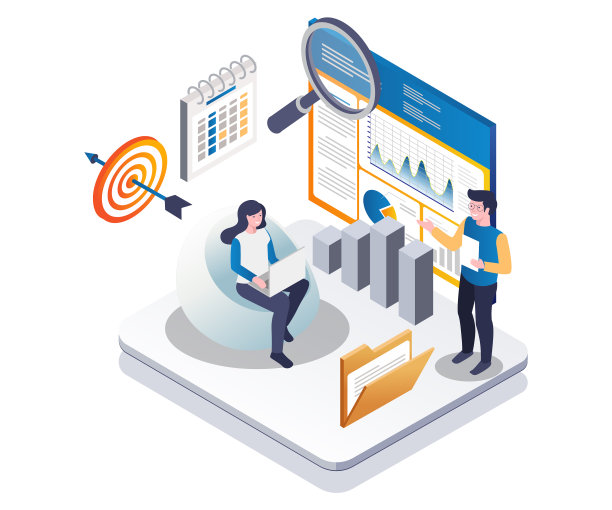 一对夫妇正在分析公司数据图片下载