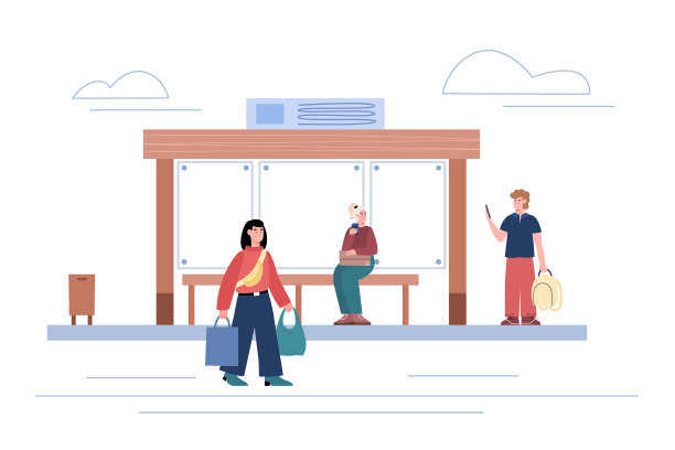 公交车站挤满了等车的人图片下载