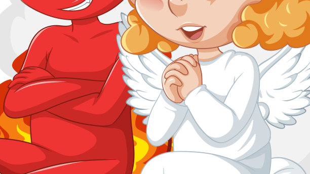 白色的魔鬼和天使卡通人物图片下载