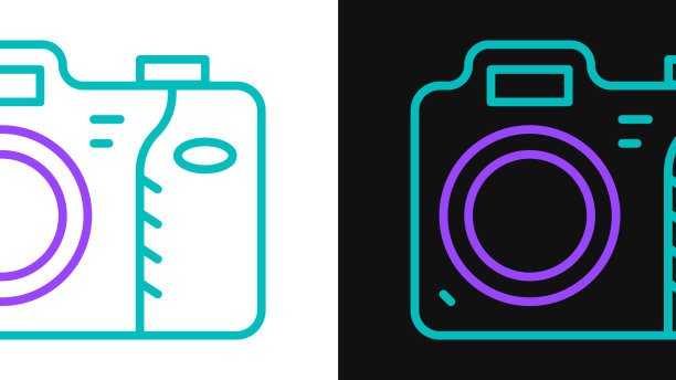 线照片相机图标孤立在黑白上图片下载