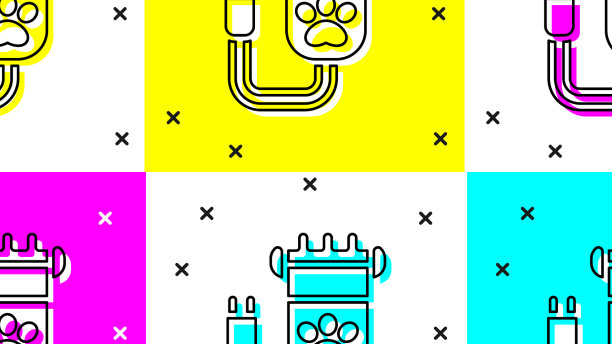 设置理发器配件的宠物美容图标图片下载