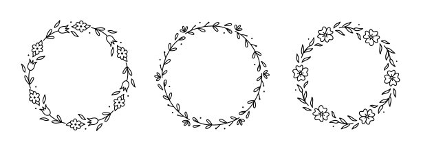 一套春季花圈孤立在白色图片下载