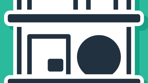 蓝色仓库内部与货架上的盒子图标图片下载