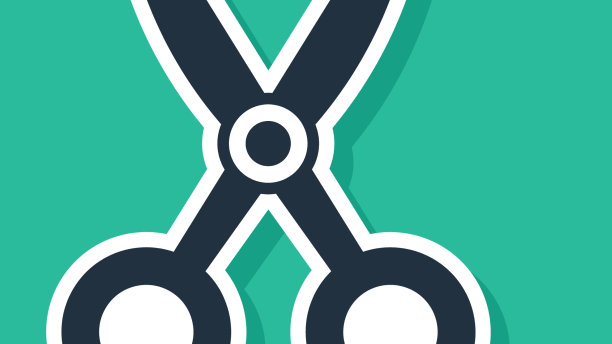 蓝色剪刀理发师图标孤立在绿色图片下载