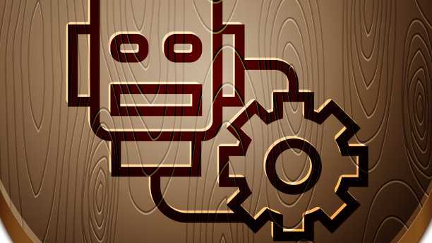 棕色线机器人设置图标孤立在白色上图片下载