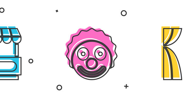 设置快速街头食品推车小丑头和马戏团图片下载