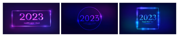 2023年新年快乐霓虹背景图片下载