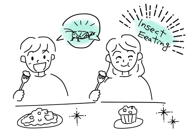 儿童和吃昆虫插图图片下载