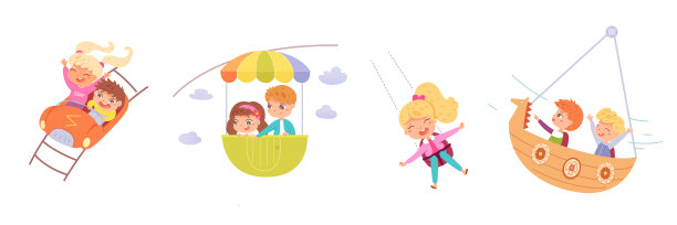 孩子们在娱乐城市公园玩，设置男孩和图片下载