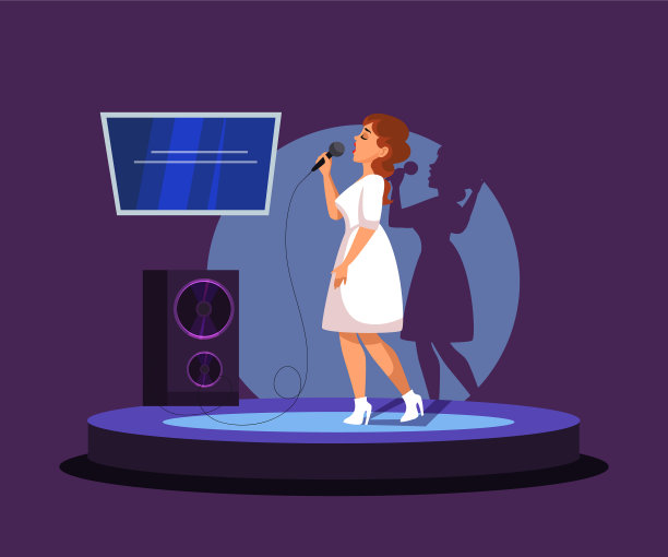 才华横溢的女歌手带着麦克风演唱图片下载