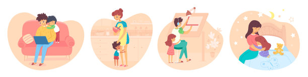 孩子和父母的拥抱营造出可爱的场景图片下载