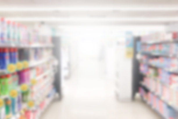 超市货架背景模糊。图片下载