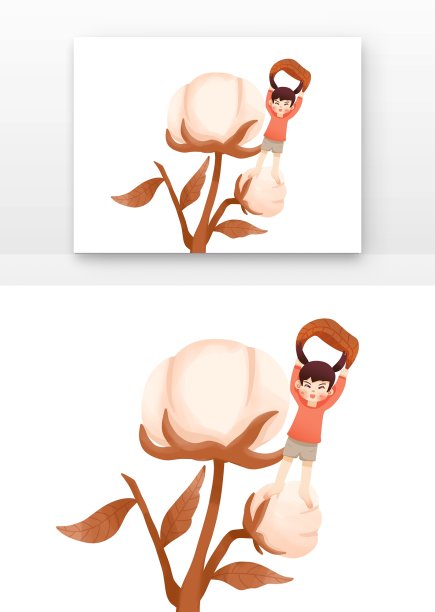 寒露小精灵儿童站在棉花上图片下载