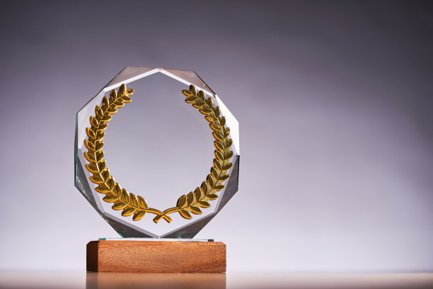 灰色背景下的水晶奖杯奖图片下载