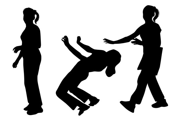 一个女孩不同姿势的剪影。矢量插图。纹身,打印。图片下载