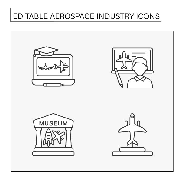 航空航天工业线图标设置图片下载