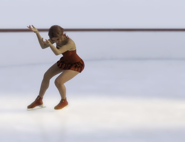 女士滑冰。三维渲染图片下载