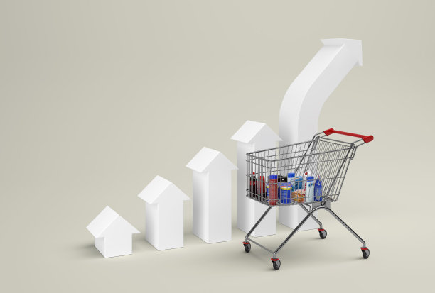购物车增加通货膨胀- 3D插图图片下载