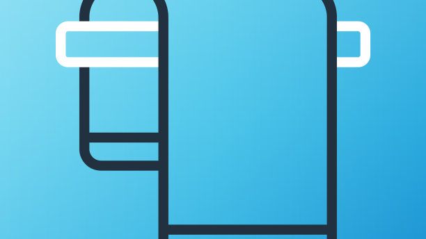 晾毛巾图标上蓝色孤立图片下载