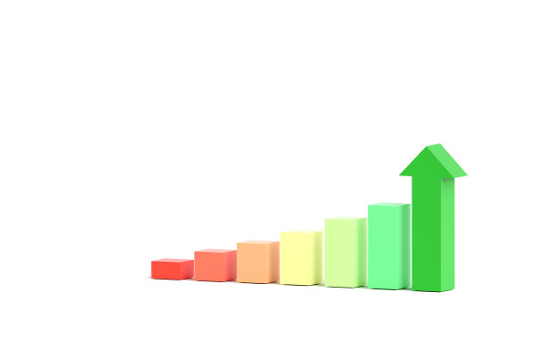 在白色背景上生长的梯度条形图。图片下载