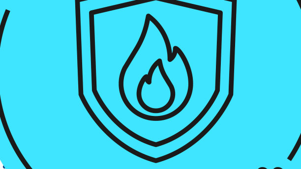 黑线防火盾图标隔离上图片下载