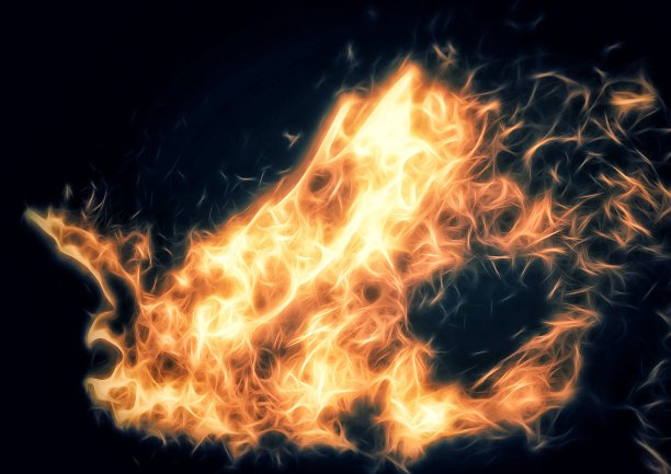 一只火鸟在夜空中拍打翅膀的3D插图图片下载