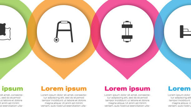 设置枕头助行器、哑铃和床业务图片下载