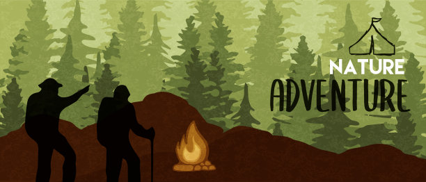 森林山区的人们露营进行生态旅游图片下载