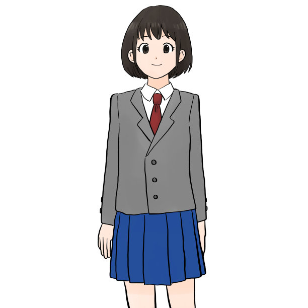 一个穿制服的女学生。图片下载