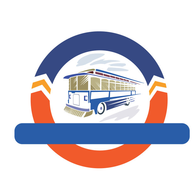 巴士在图形风格的蓝色标志孤立图片下载