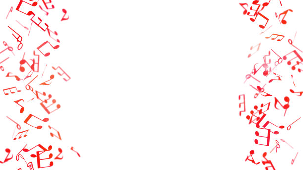 背景框架与活泼的红色乐谱图片下载