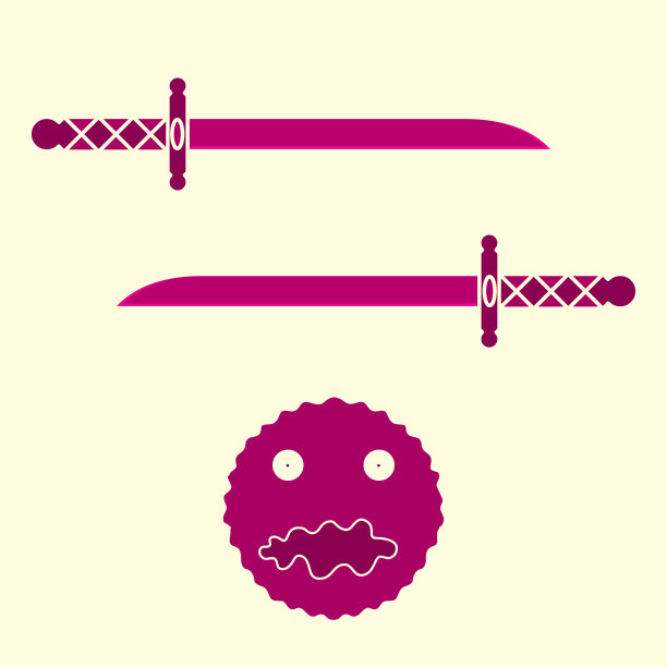 一些锋利的刀子和一个细菌的插图图片下载