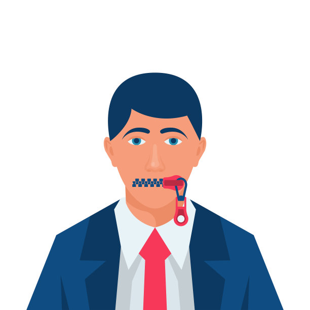 口拉链。一个闭着嘴的人。保持沉默。图片下载