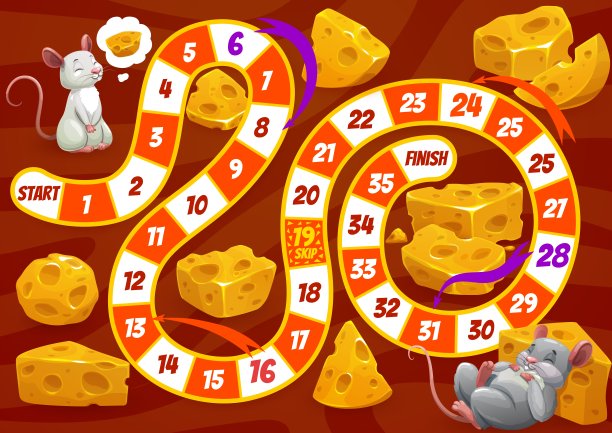 儿童桌游练习册，卡通老鼠，奶酪图片下载