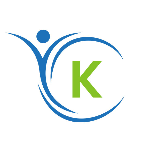 医疗保健标志的首字母K。医生标志标志，医药药房加符号设计图片下载