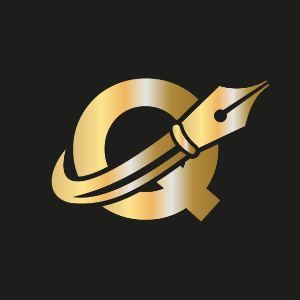 教育标志在字母Q概念与笔尖矢量模板图片下载